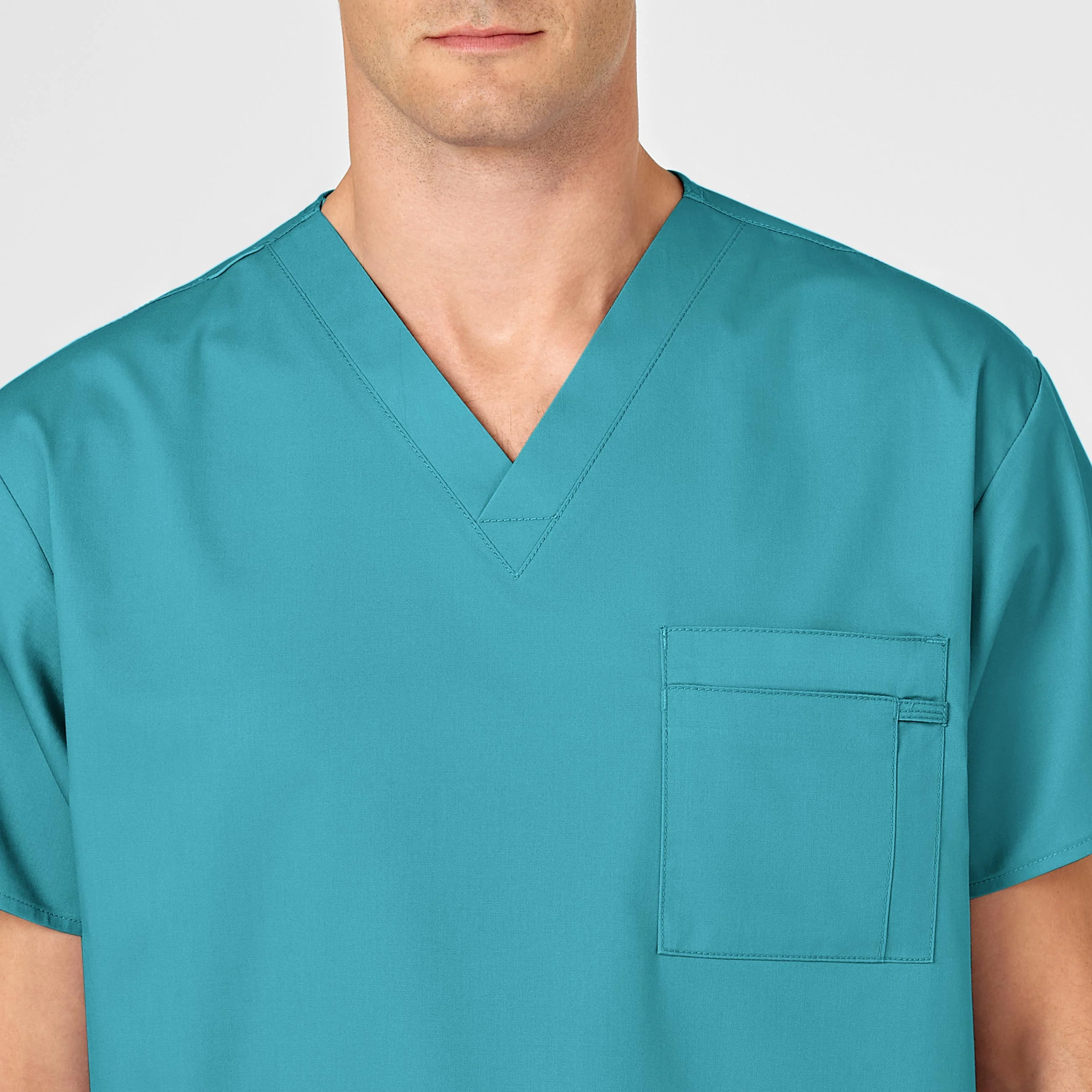 WonderWORK Unisex V-Neck Scrub Top - Teal Blue - Image 9