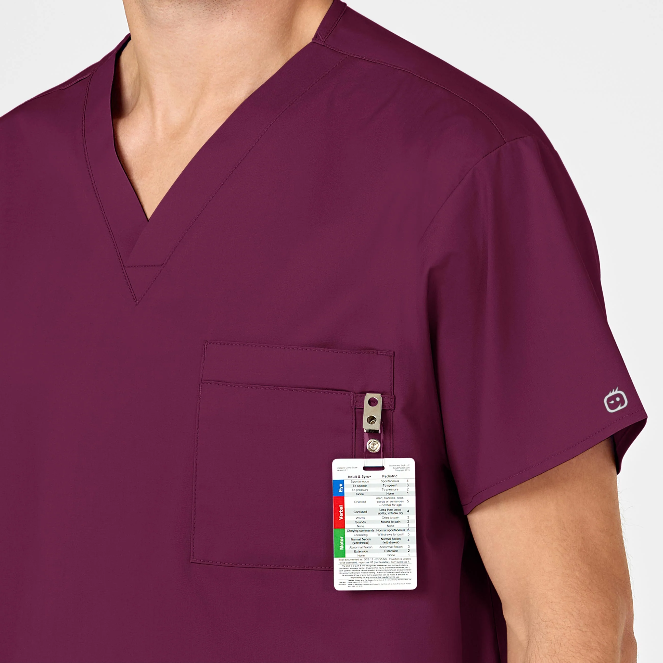 WonderWORK Unisex V-Neck Scrub Top - Wine - Image 11