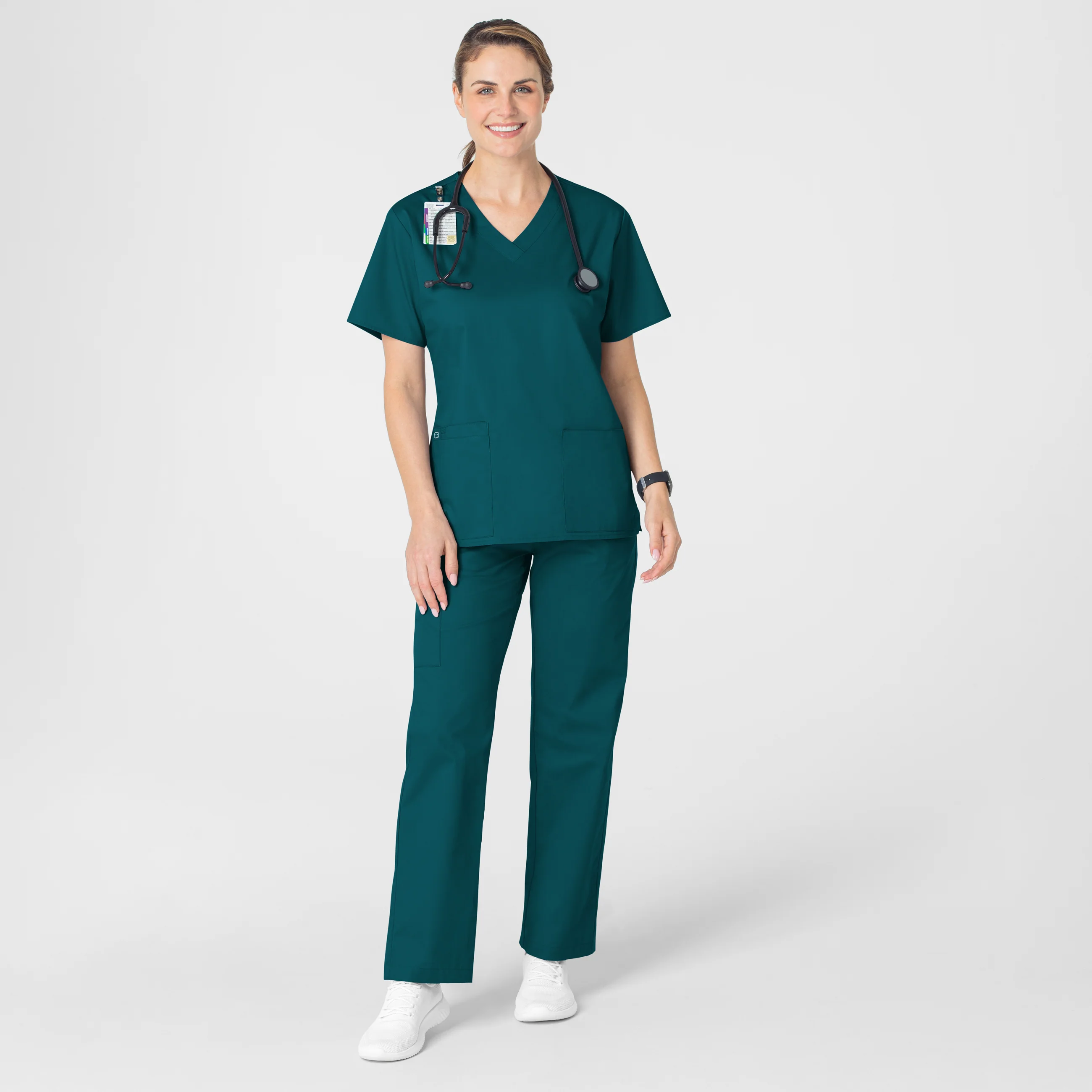 WonderWORK Women's V-Neck Scrub Top - Caribbean - Image 3