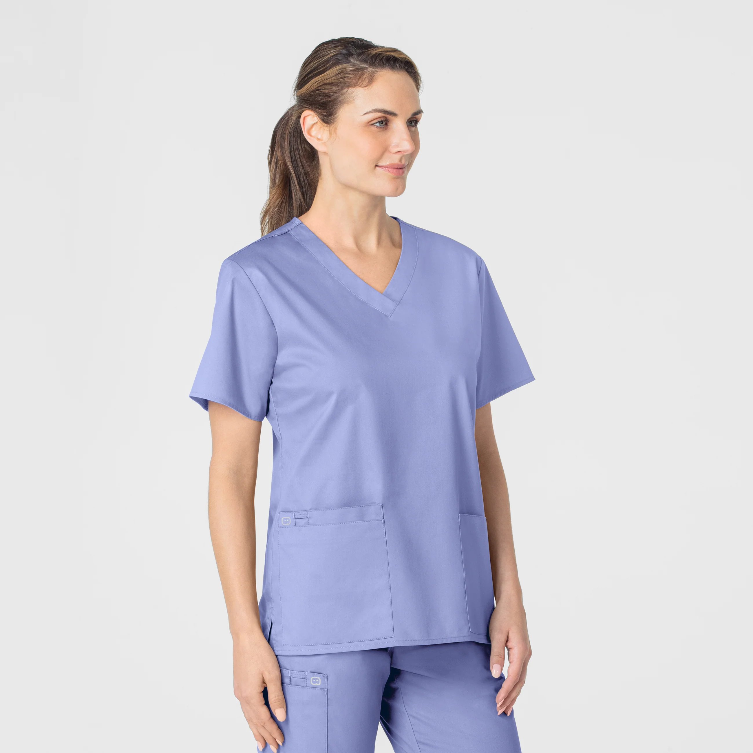 WonderWORK Women's V-Neck Scrub Top - Ceil Blue - Image 4