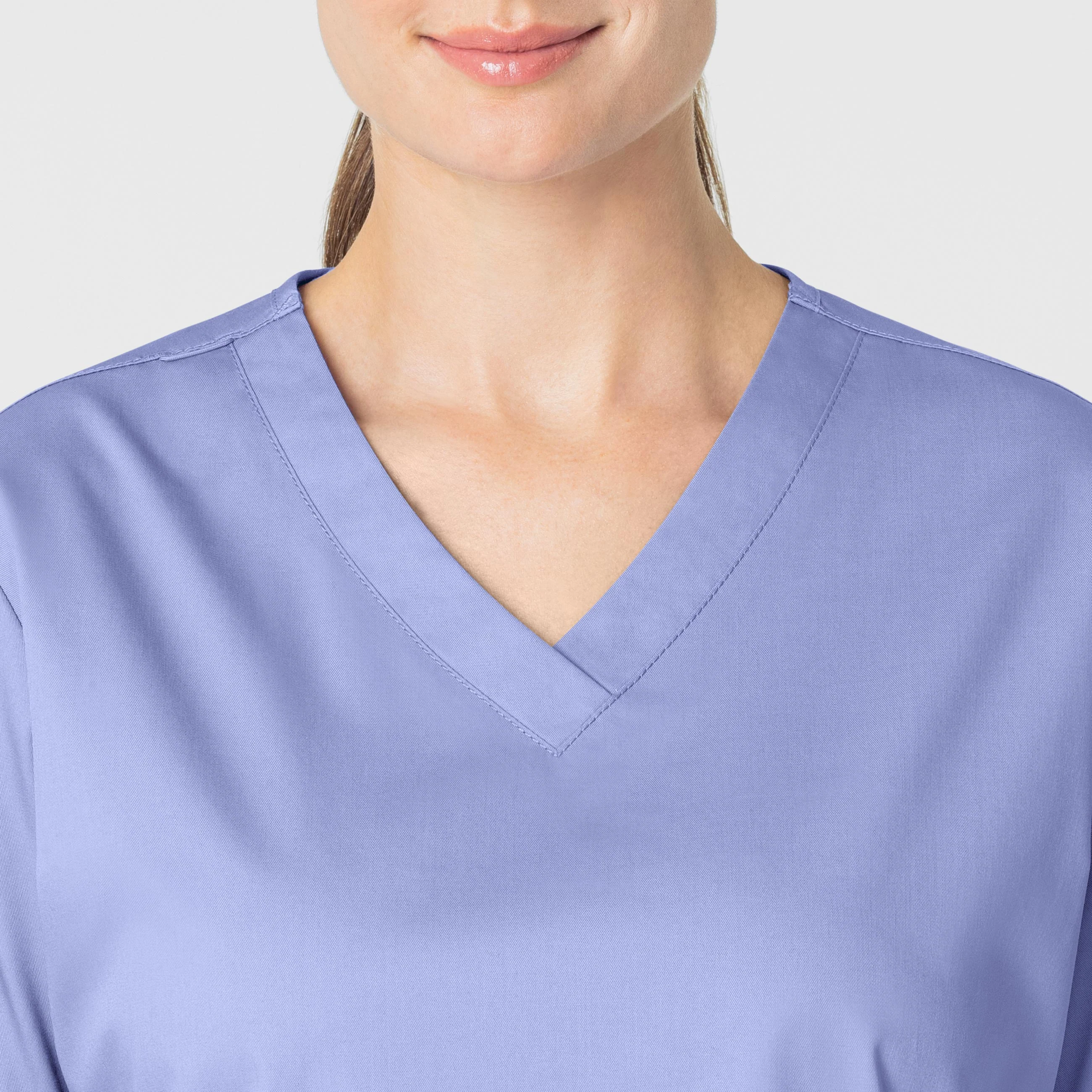 WonderWORK Women's V-Neck Scrub Top - Ceil Blue - Image 5