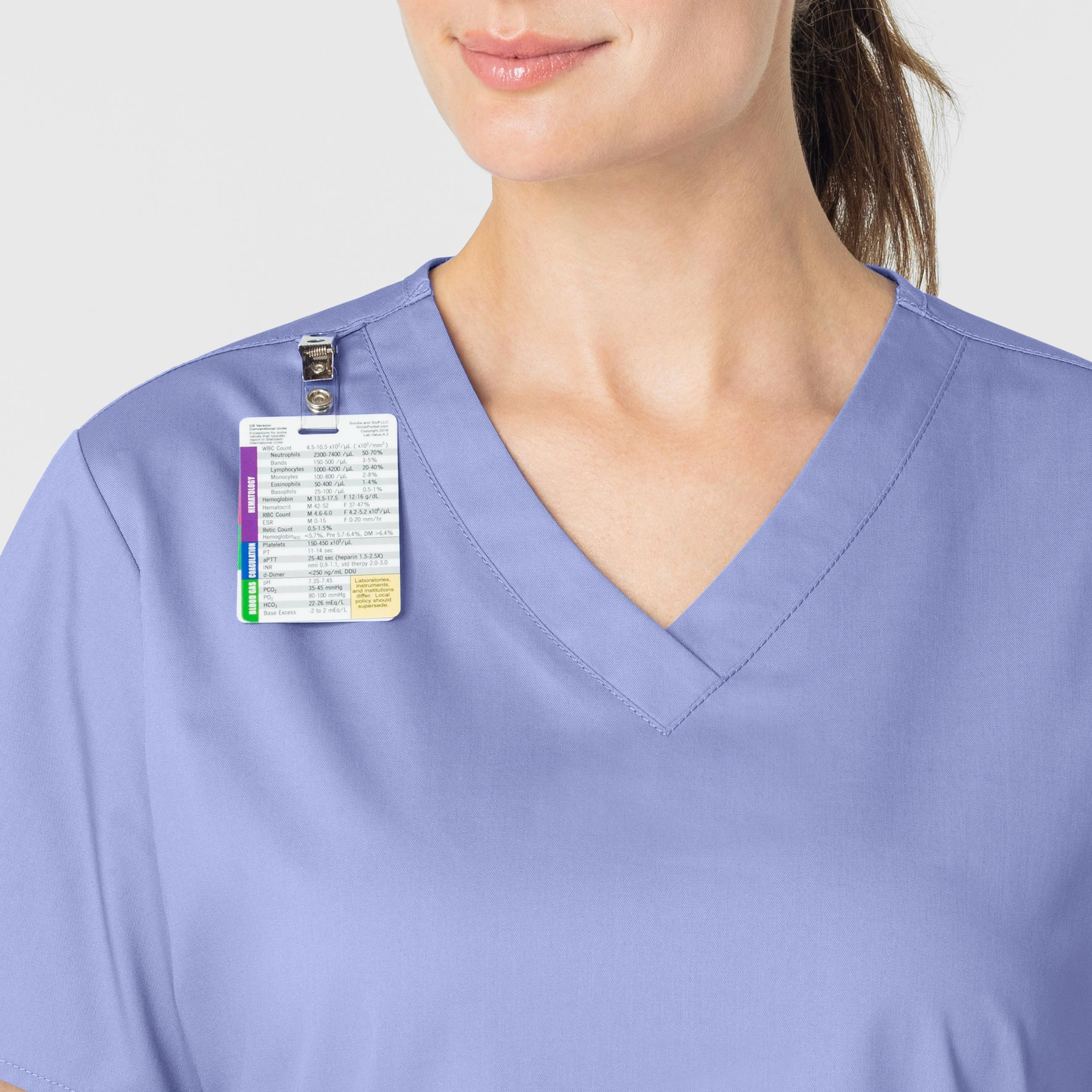 WonderWORK Women's V-Neck Scrub Top - Ceil Blue - Image 6