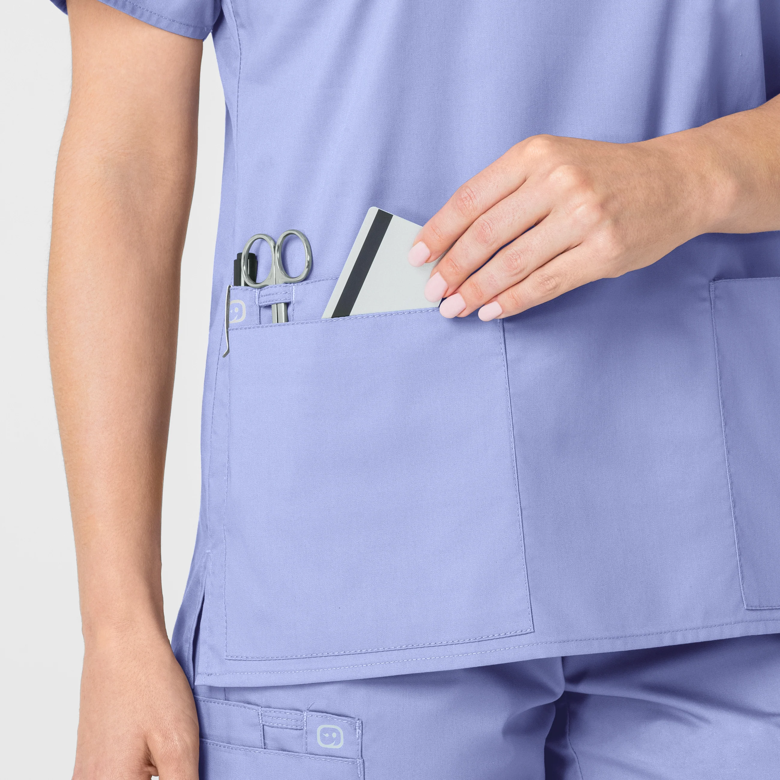 WonderWORK Women's V-Neck Scrub Top - Ceil Blue - Image 7