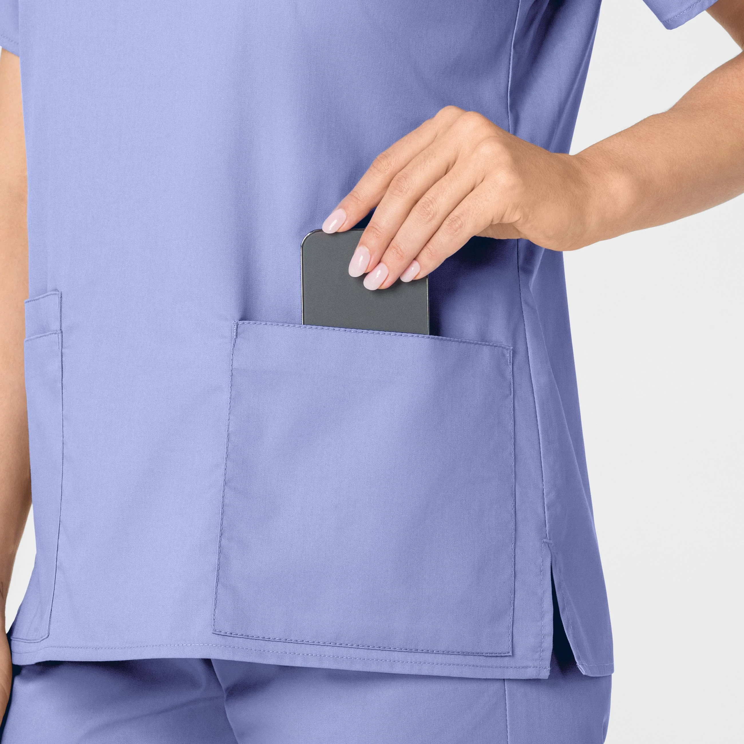 WonderWORK Women's V-Neck Scrub Top - Ceil Blue - Image 8