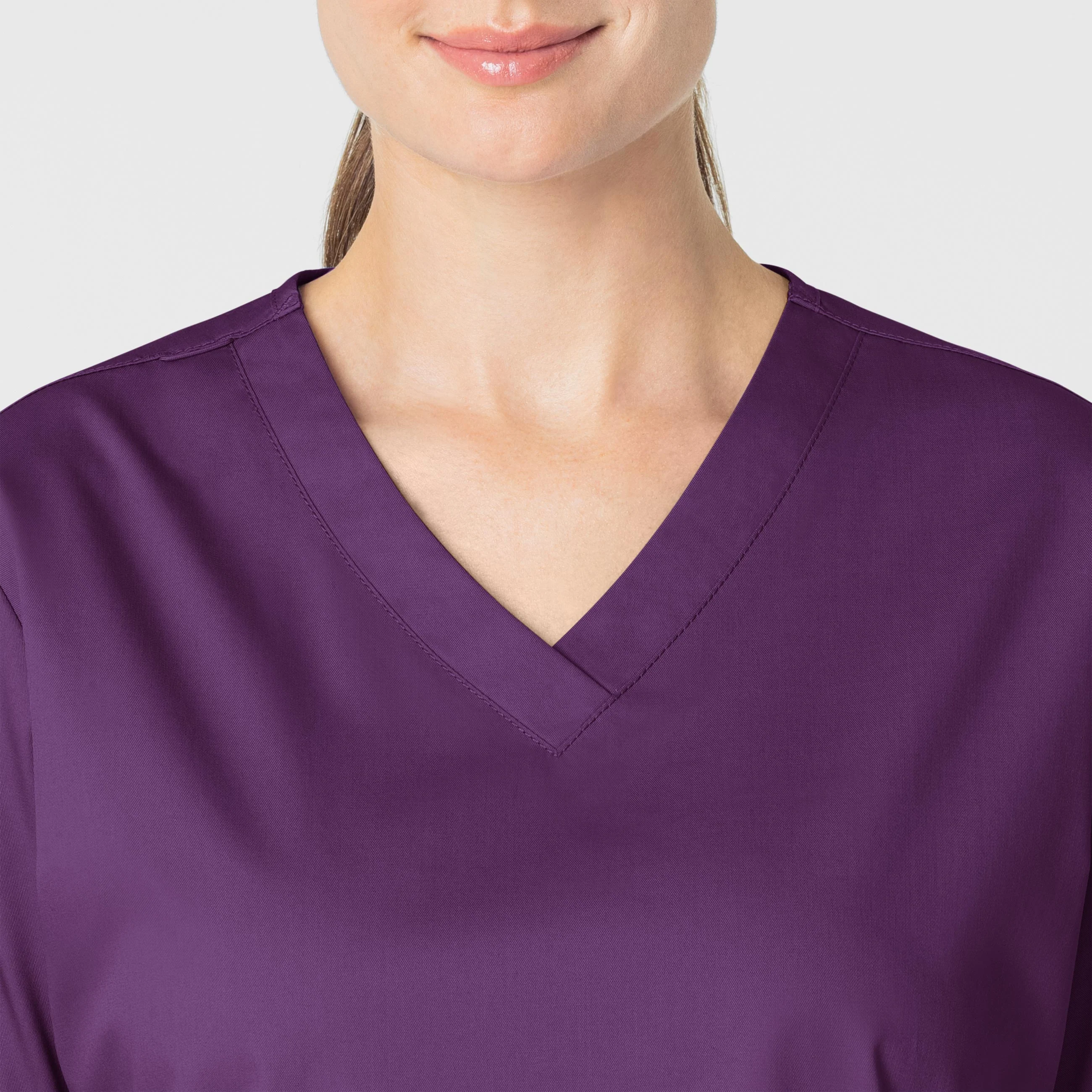 WonderWORK Women's V-Neck Scrub Top - Eggplant - Image 5