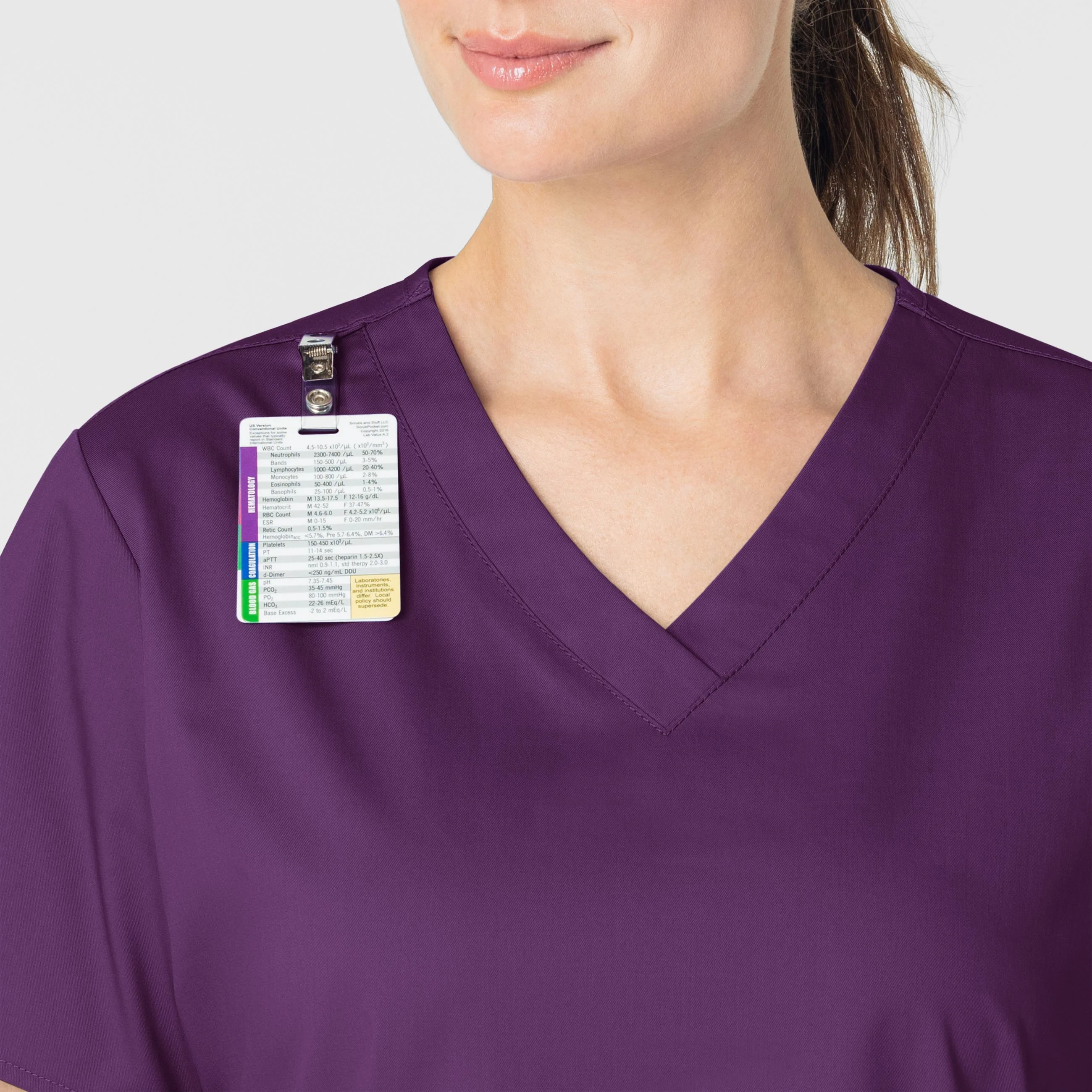 WonderWORK Women's V-Neck Scrub Top - Eggplant - Image 6