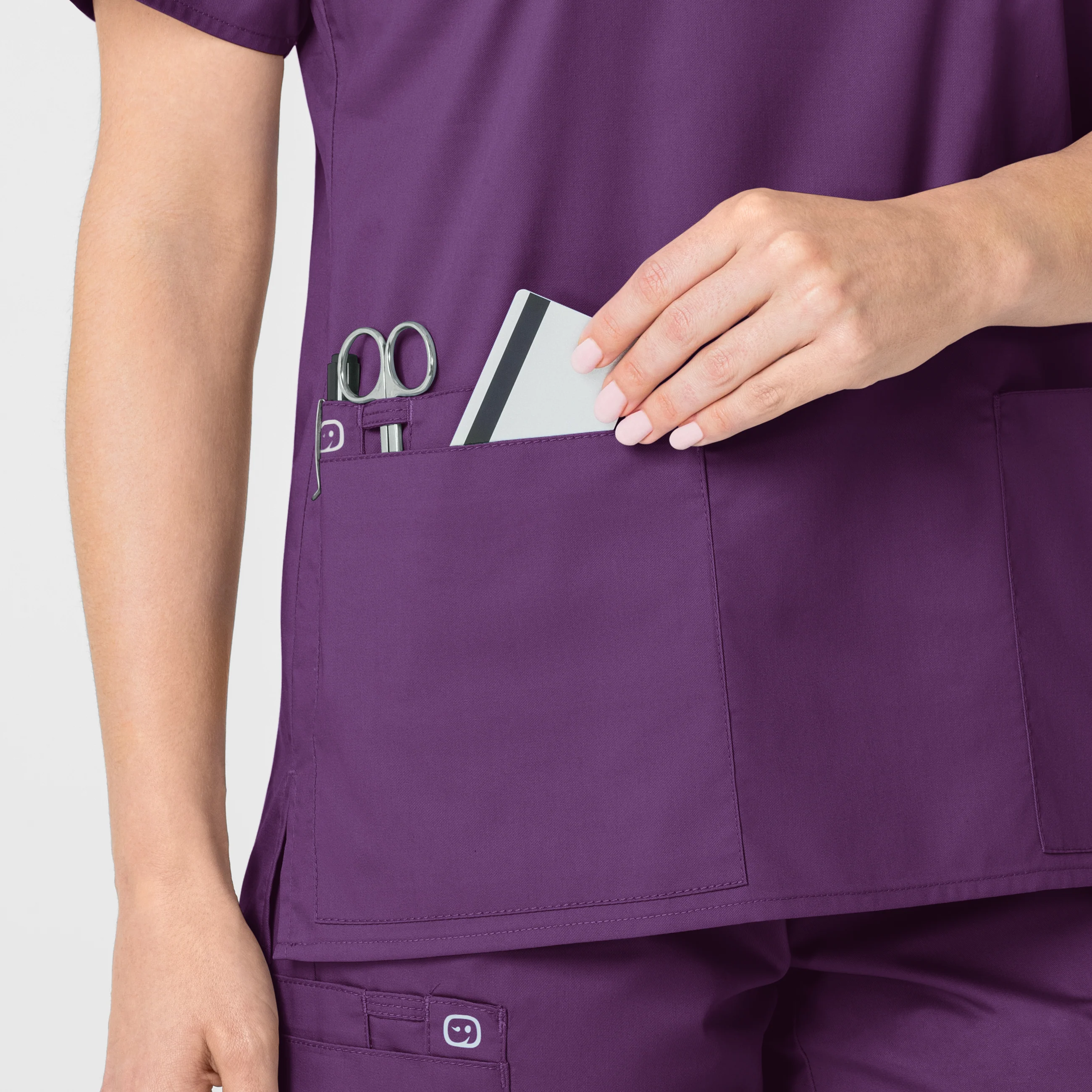 WonderWORK Women's V-Neck Scrub Top - Eggplant - Image 7