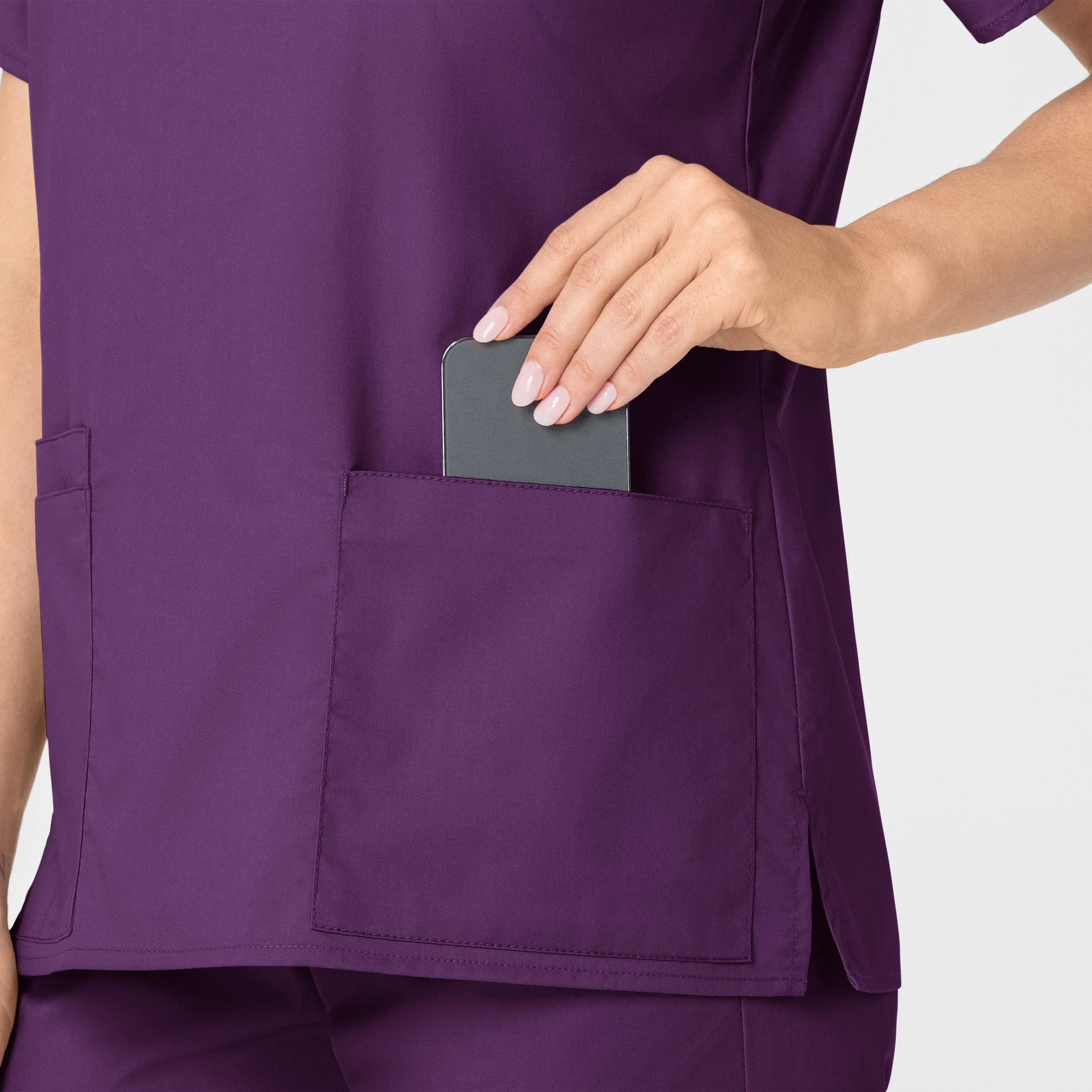 WonderWORK Women's V-Neck Scrub Top - Eggplant - Image 8