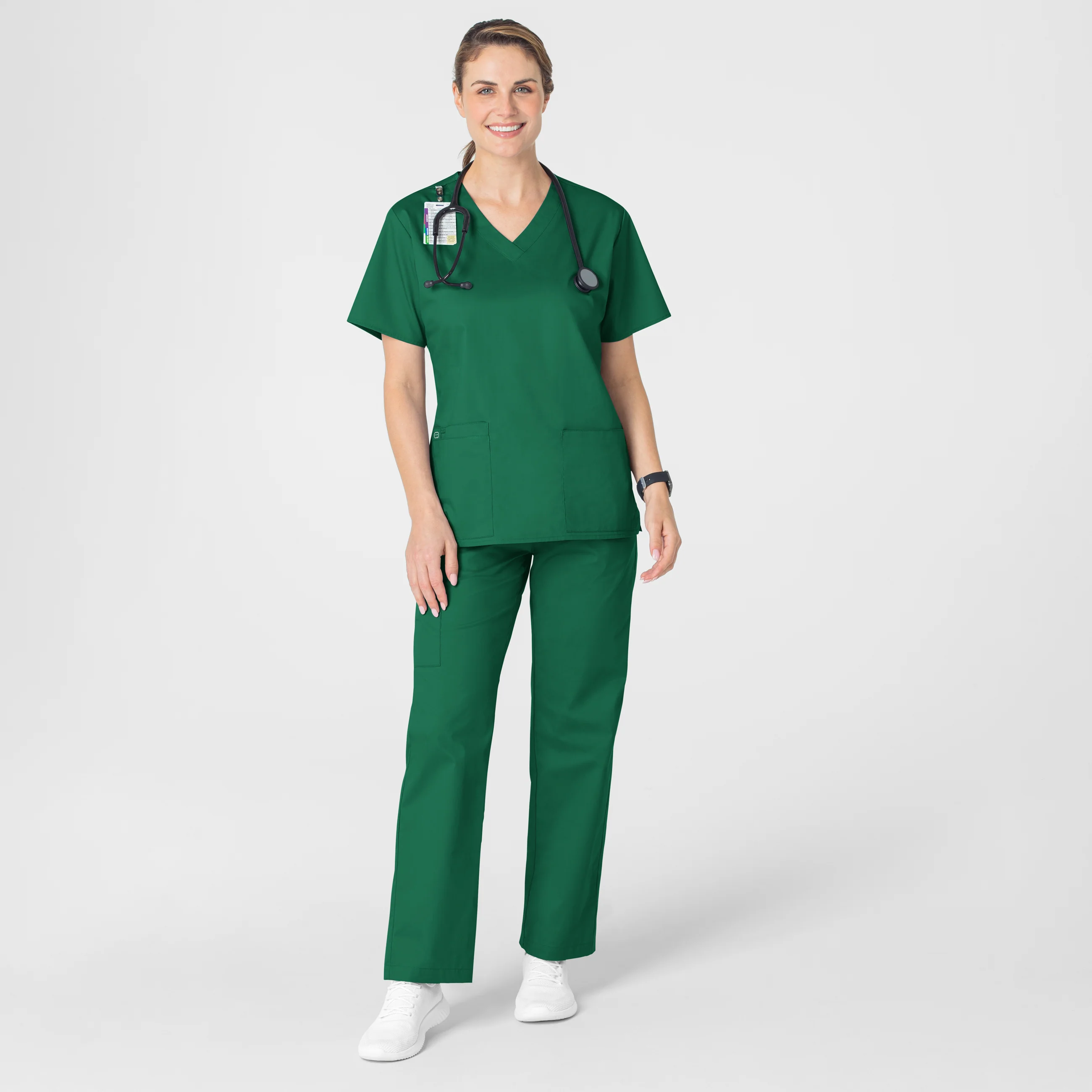 WonderWORK Women's V-Neck Scrub Top - Hunter - Image 3