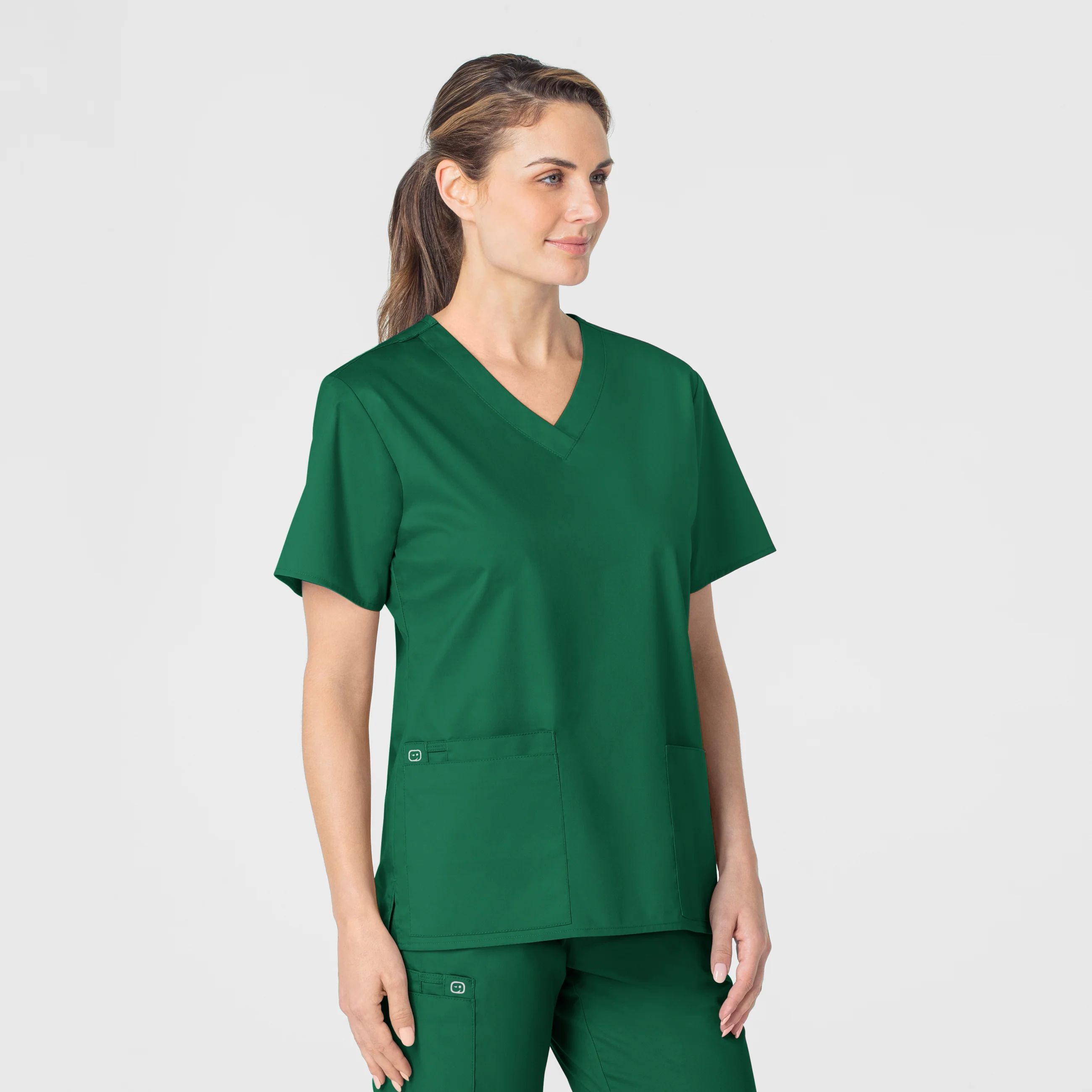 WonderWORK Women's V-Neck Scrub Top - Hunter - Image 4