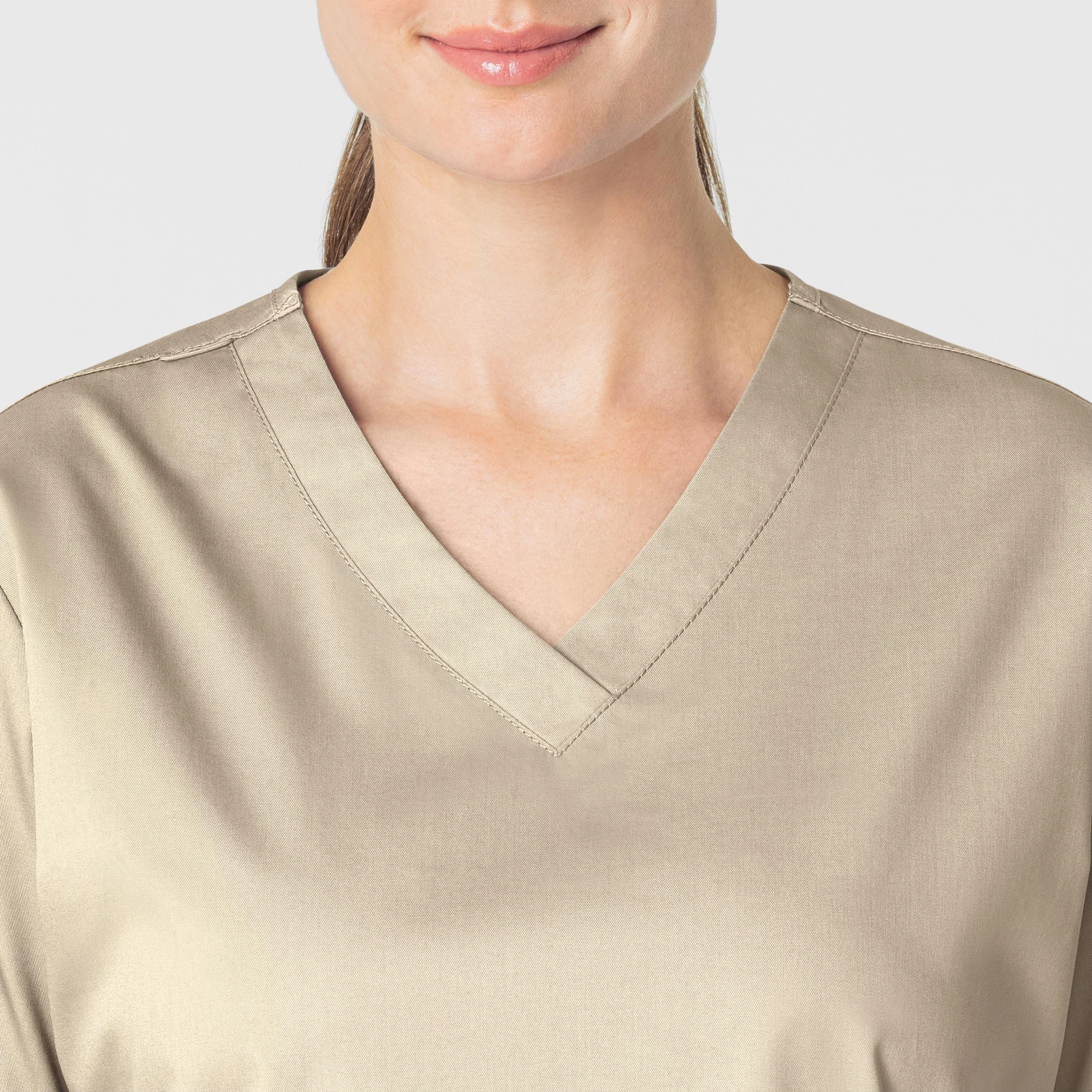 WonderWORK Women's V-Neck Scrub Top - Khaki - Image 5