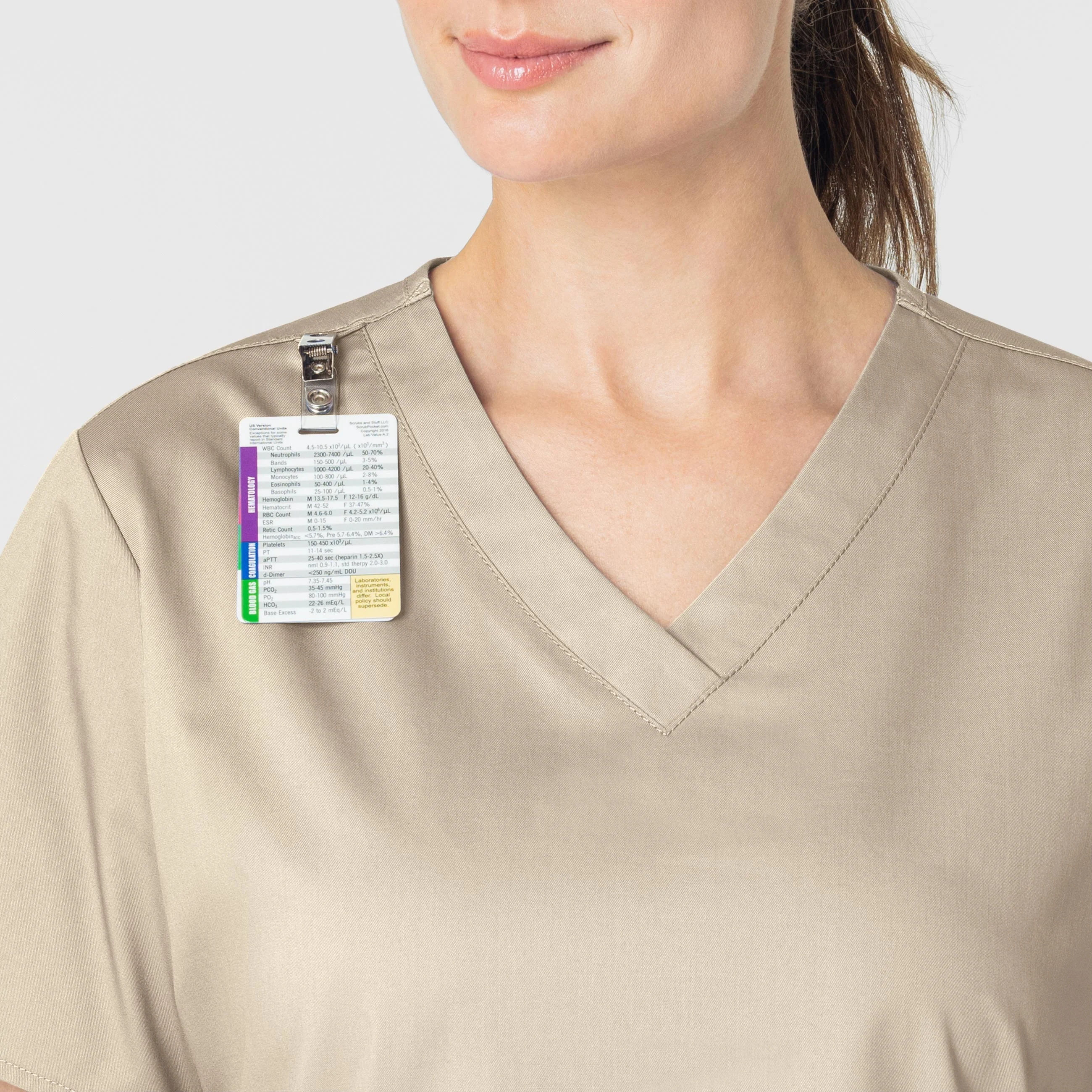 WonderWORK Women's V-Neck Scrub Top - Khaki - Image 6