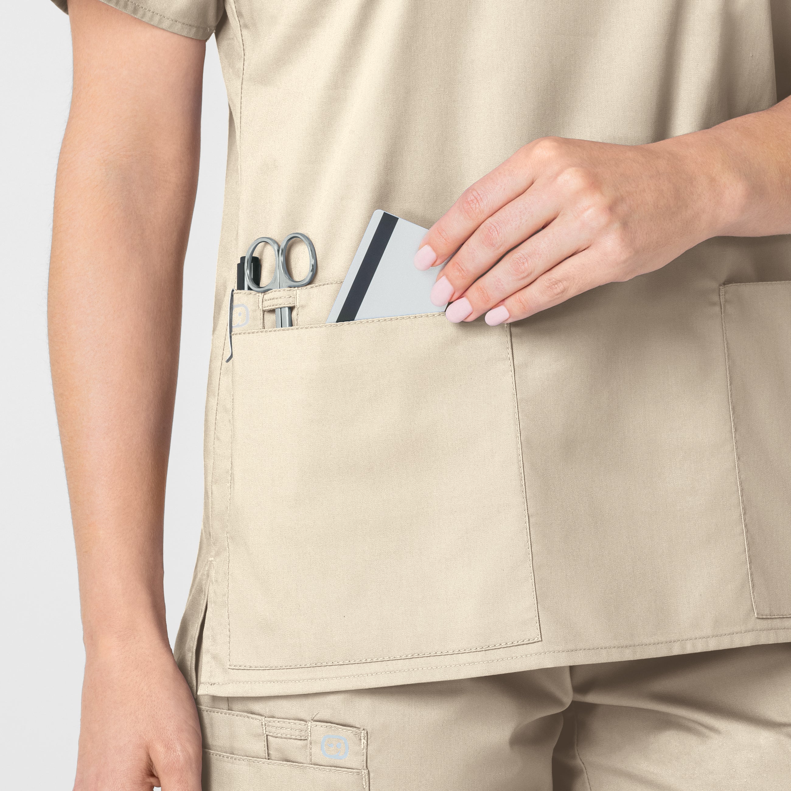 WonderWORK Women's V-Neck Scrub Top - Khaki - Image 7