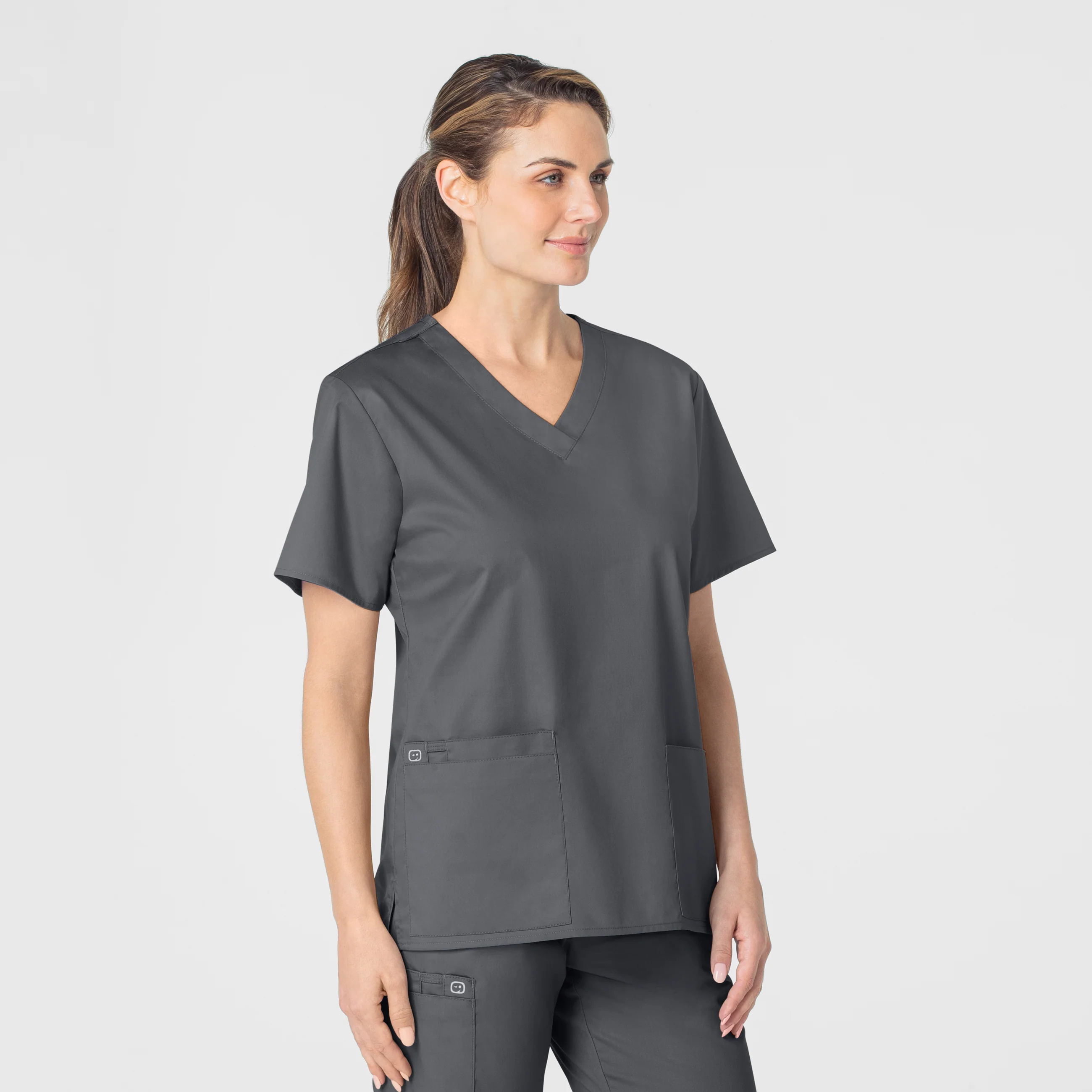 WonderWORK Women's V-Neck Scrub Top - Pewter - Image 4