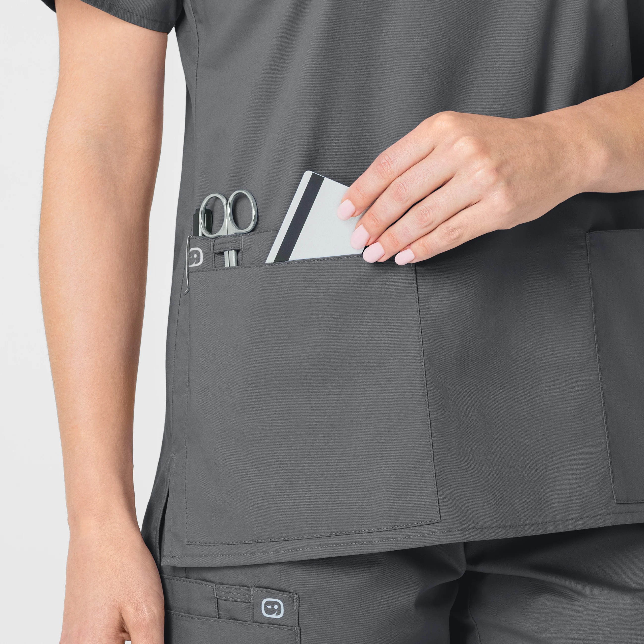 WonderWORK Women's V-Neck Scrub Top - Pewter - Image 7