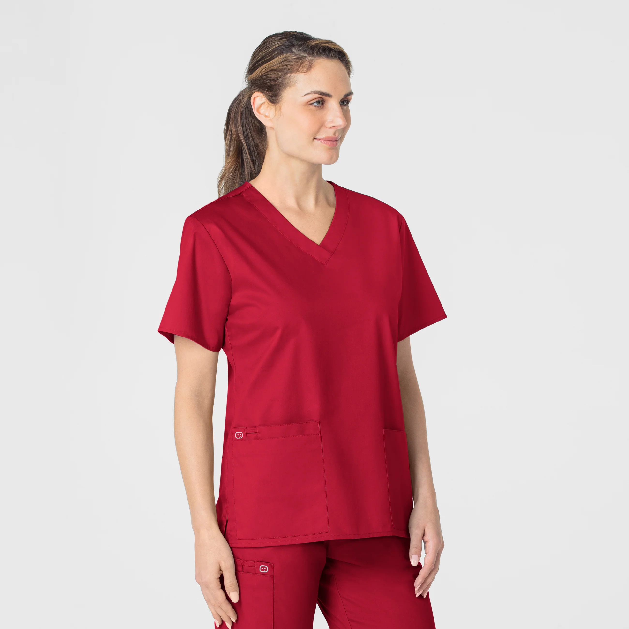 WonderWORK Women's V-Neck Scrub Top - Red - Image 4